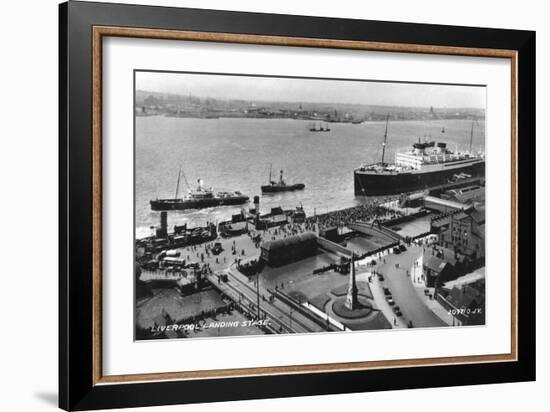 The Landing Stage at Liverpool Docks, Merseyside, Early 20th Century-null-Framed Giclee Print