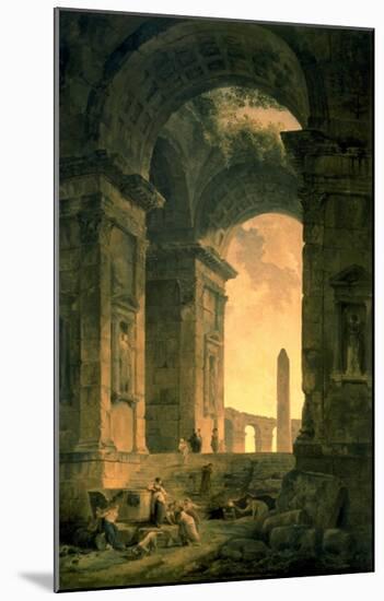 The Landscape with Obelisk-Hubert Robert-Mounted Art Print
