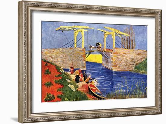 The Langlois Bridge at Arles with Women Washing-Vincent van Gogh-Framed Art Print