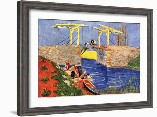 The Langlois Bridge at Arles with Women Washing-Vincent van Gogh-Framed Art Print