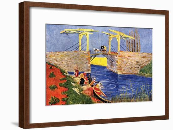 The Langlois Bridge at Arles with Women Washing-Vincent van Gogh-Framed Art Print