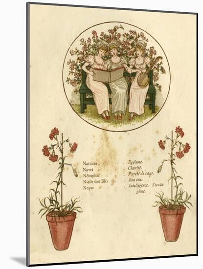 The Language of Flowers Poster-Kate Greenaway-Mounted Art Print