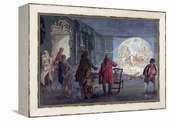 The Lantern Slide Show (Colour Etching)-Paul Sandby-Framed Premier Image Canvas