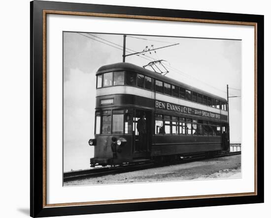 The Large Double-Decker Trolley Bus on the Mumbles to Swansea Route, Glamorgan, Wales-null-Framed Photographic Print