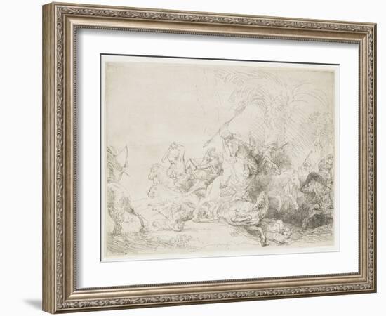 The Large Lion Hunt, 1641-Rembrandt van Rijn-Framed Giclee Print