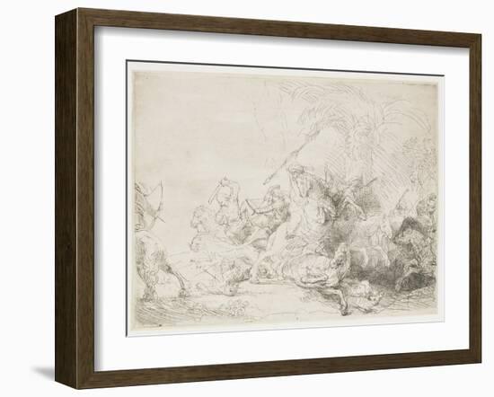 The Large Lion Hunt, 1641-Rembrandt van Rijn-Framed Giclee Print