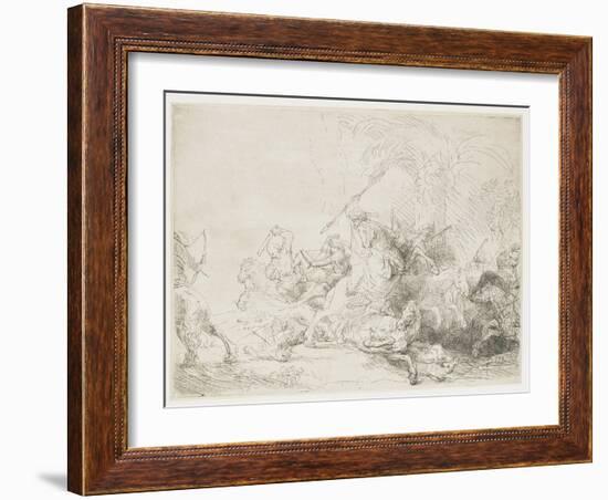 The Large Lion Hunt, 1641-Rembrandt van Rijn-Framed Giclee Print
