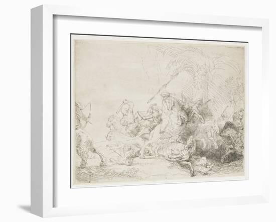 The Large Lion Hunt, 1641-Rembrandt van Rijn-Framed Giclee Print