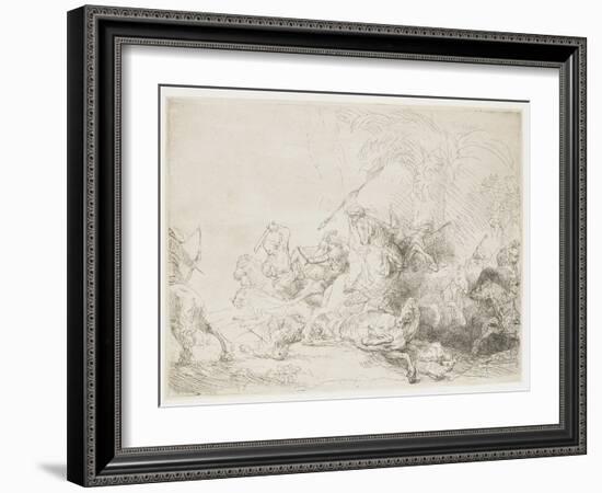 The Large Lion Hunt, 1641-Rembrandt van Rijn-Framed Giclee Print