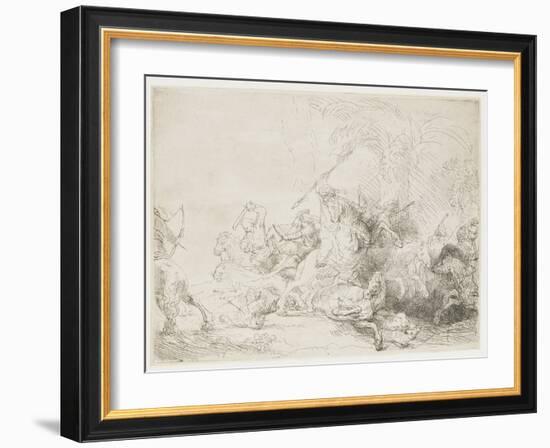 The Large Lion Hunt, 1641-Rembrandt van Rijn-Framed Giclee Print