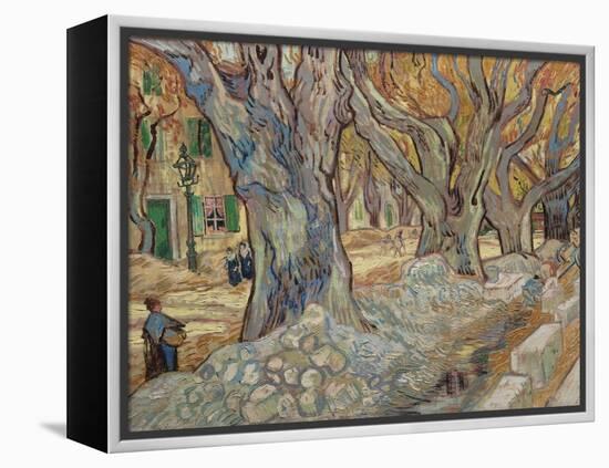 The Large Plane Trees, or Road Menders at Saint-Rémy, 1889 (Oil on Fabric)-Vincent van Gogh-Framed Premier Image Canvas