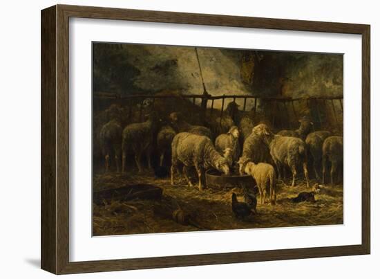 The Large Sheepfold, 1881 (Oil on Canvas)-Charles Emile Jacque-Framed Giclee Print