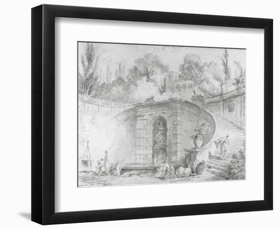 The Large Staircase, 1761-1765 (Pen and Black Ink, Brush and Gray Wash and Watercolour over Black C-Hubert Robert-Framed Giclee Print
