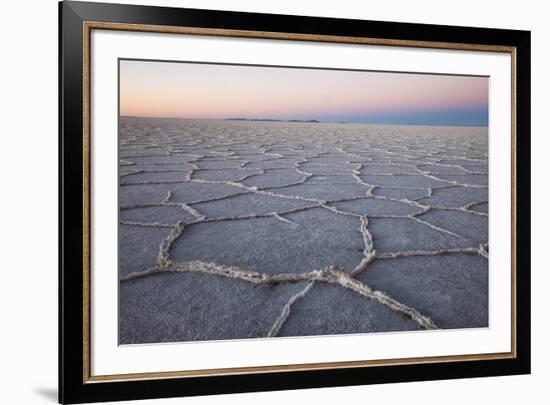 The largest salt flats in the world located in Uyuni, bolivia as the sun is rising in winter.-Mallorie Ostrowitz-Framed Premium Photographic Print