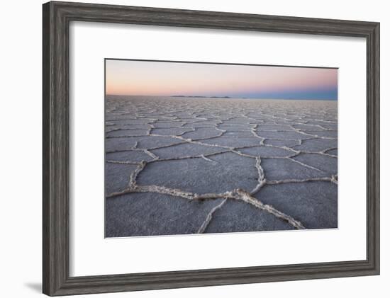 The largest salt flats in the world located in Uyuni, bolivia as the sun is rising in winter.-Mallorie Ostrowitz-Framed Photographic Print