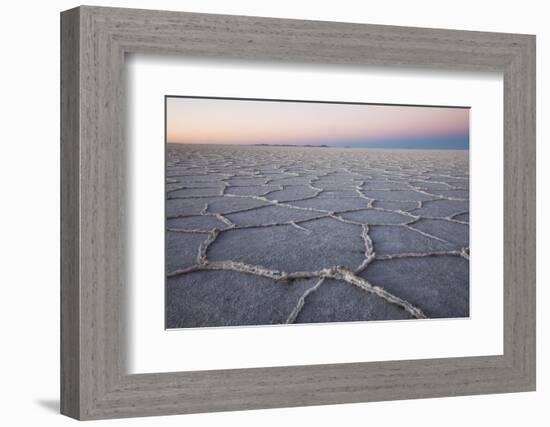 The largest salt flats in the world located in Uyuni, bolivia as the sun is rising in winter.-Mallorie Ostrowitz-Framed Photographic Print