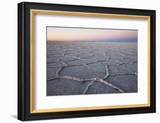 The largest salt flats in the world located in Uyuni, bolivia as the sun is rising in winter.-Mallorie Ostrowitz-Framed Photographic Print