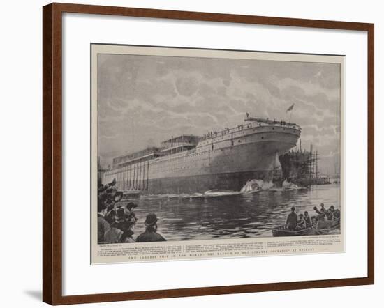 The Largest Ship in the World, the Launch of the Steamer Oceanic at Belfast-Joseph Nash-Framed Giclee Print