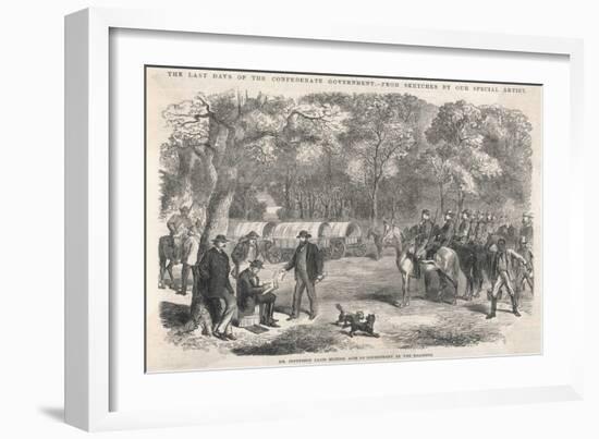 The Last Days of the Confederacy: Jefferson Davis Signs Acts of Government by the Roadside-null-Framed Art Print