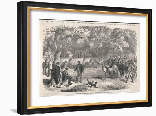 The Last Days of the Confederacy: Jefferson Davis Signs Acts of Government by the Roadside-null-Framed Art Print