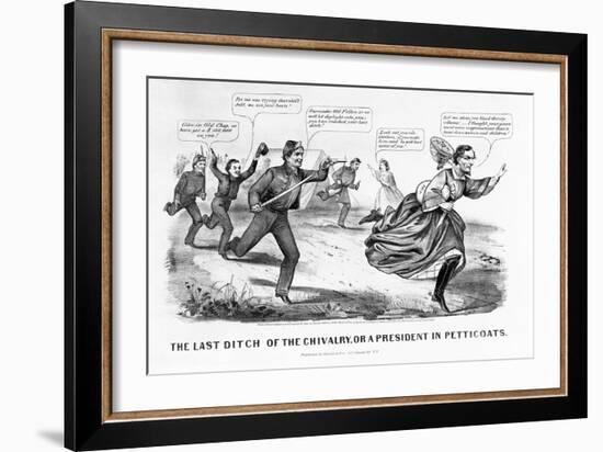 The Last Ditch of the Chivalry, or a President in Petticoats-Currier & Ives-Framed Giclee Print