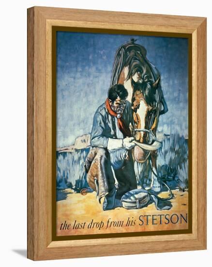 The Last Drop from His Stetson (Colour Litho)-American-Framed Premier Image Canvas