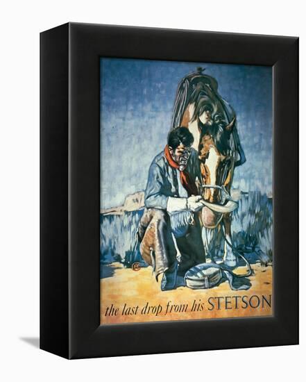 The Last Drop from His Stetson (Colour Litho)-American-Framed Premier Image Canvas