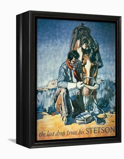 The Last Drop from His Stetson (Colour Litho)-American-Framed Premier Image Canvas