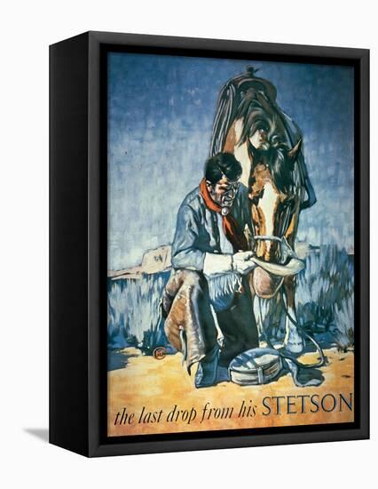 The Last Drop from His Stetson (Colour Litho)-American-Framed Premier Image Canvas