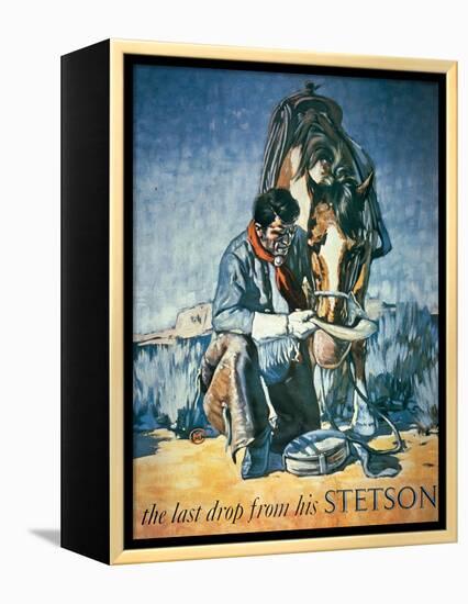 The Last Drop from His Stetson (Colour Litho)-American-Framed Premier Image Canvas