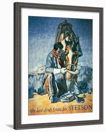 The Last Drop from His Stetson (Colour Litho)-American-Framed Giclee Print