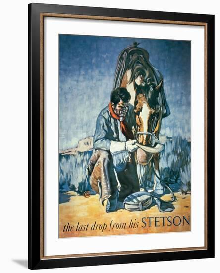 The Last Drop from His Stetson (Colour Litho)-American-Framed Giclee Print