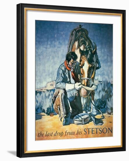 The Last Drop from His Stetson (Colour Litho)-American-Framed Giclee Print