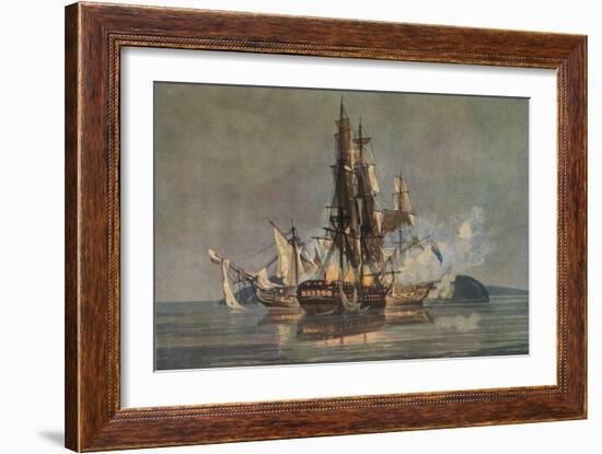 'The Last Franco-British Frigate Action', c1815-Nicholas Pocock-Framed Giclee Print