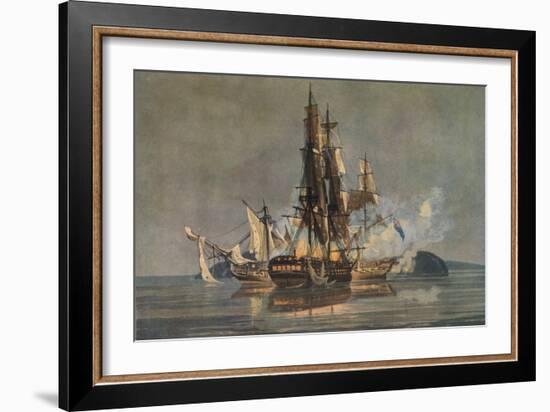 'The Last Franco-British Frigate Action', c1815-Nicholas Pocock-Framed Giclee Print