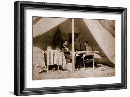 The Last Interview Between President Lincoln and General Mcclellan at Antietam, 1862-Mathew Brady-Framed Giclee Print