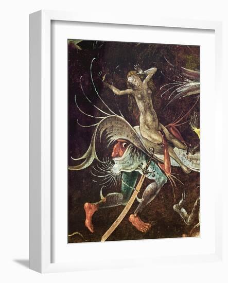 The Last Judgement, Detail of a Woman Being Carried Along by a Demon, C.1504 (Oil on Panel)-Hieronymus Bosch-Framed Giclee Print