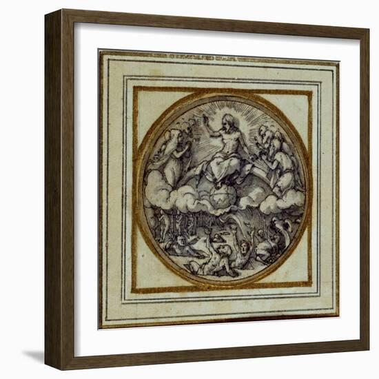 The Last Judgment - Design for a Pendant or Hat Badge, C.1532-43-Hans Holbein the Younger-Framed Giclee Print