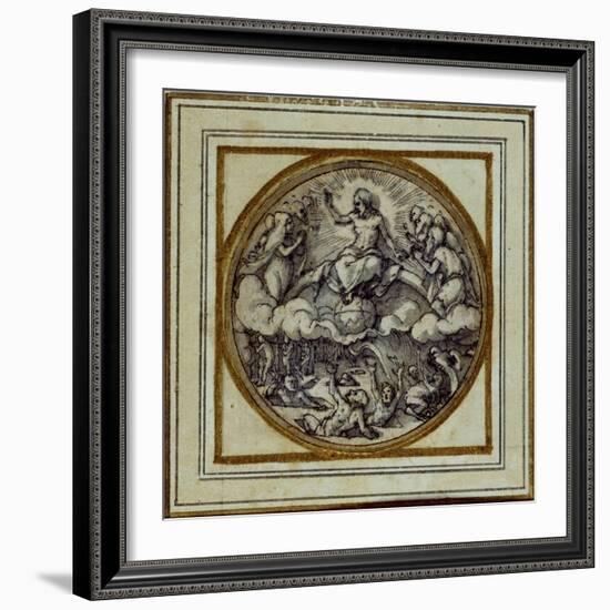 The Last Judgment - Design for a Pendant or Hat Badge, C.1532-43-Hans Holbein the Younger-Framed Giclee Print