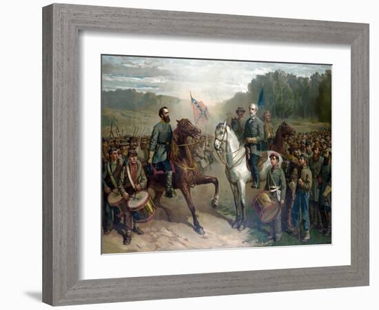 The last meeting between General Robert E. Lee and General Stonewall Jackson, circa 1863.-Stocktrek Images-Framed Art Print