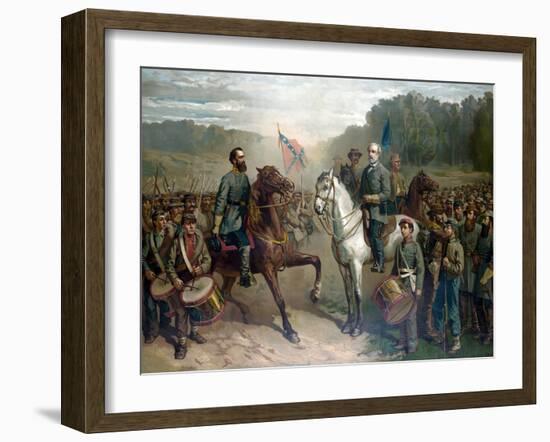 The last meeting between General Robert E. Lee and General Stonewall Jackson, circa 1863.-Stocktrek Images-Framed Art Print