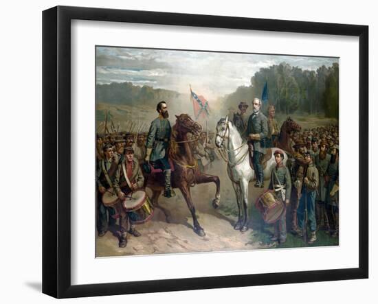 The last meeting between General Robert E. Lee and General Stonewall Jackson, circa 1863.-Stocktrek Images-Framed Art Print