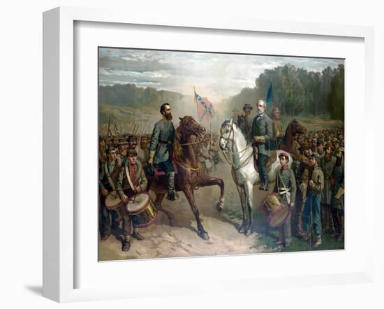 The last meeting between General Robert E. Lee and General Stonewall Jackson, circa 1863.-Stocktrek Images-Framed Art Print