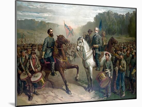 The last meeting between General Robert E. Lee and General Stonewall Jackson, circa 1863.-Stocktrek Images-Mounted Art Print