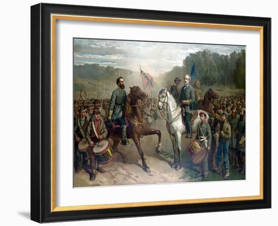 The last meeting between General Robert E. Lee and General Stonewall Jackson, circa 1863.-Stocktrek Images-Framed Art Print