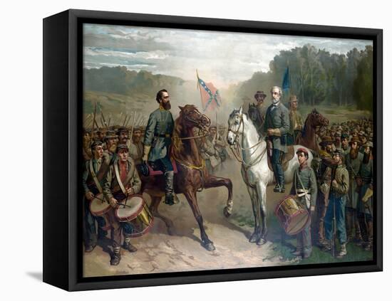 The last meeting between General Robert E. Lee and General Stonewall Jackson, circa 1863.-Stocktrek Images-Framed Stretched Canvas