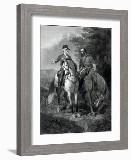 The last meeting of Generals Robert E. Lee & Stonewall Jackson, circa 1863.-Stocktrek Images-Framed Art Print