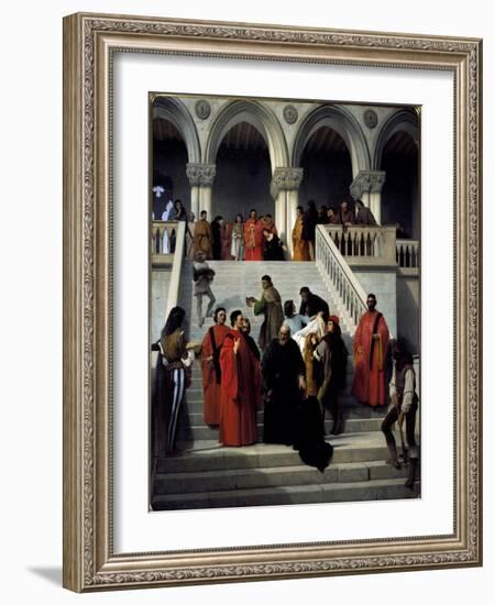 The Last Moments of the Doge Marino Faliero. 1867 (Oil on Canvas)-Francesco Hayez-Framed Giclee Print