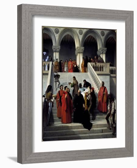 The Last Moments of the Doge Marino Faliero. 1867 (Oil on Canvas)-Francesco Hayez-Framed Giclee Print