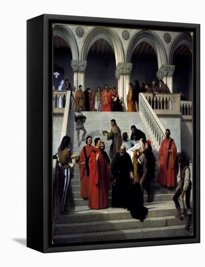 The Last Moments of the Doge Marino Faliero. 1867 (Oil on Canvas)-Francesco Hayez-Framed Premier Image Canvas